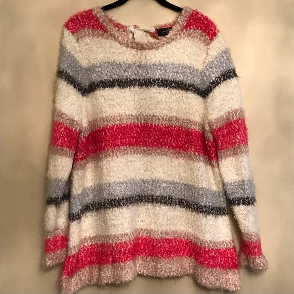 LANE BRYANT STRIPED FUZZY SWEATER SIZE 18/20